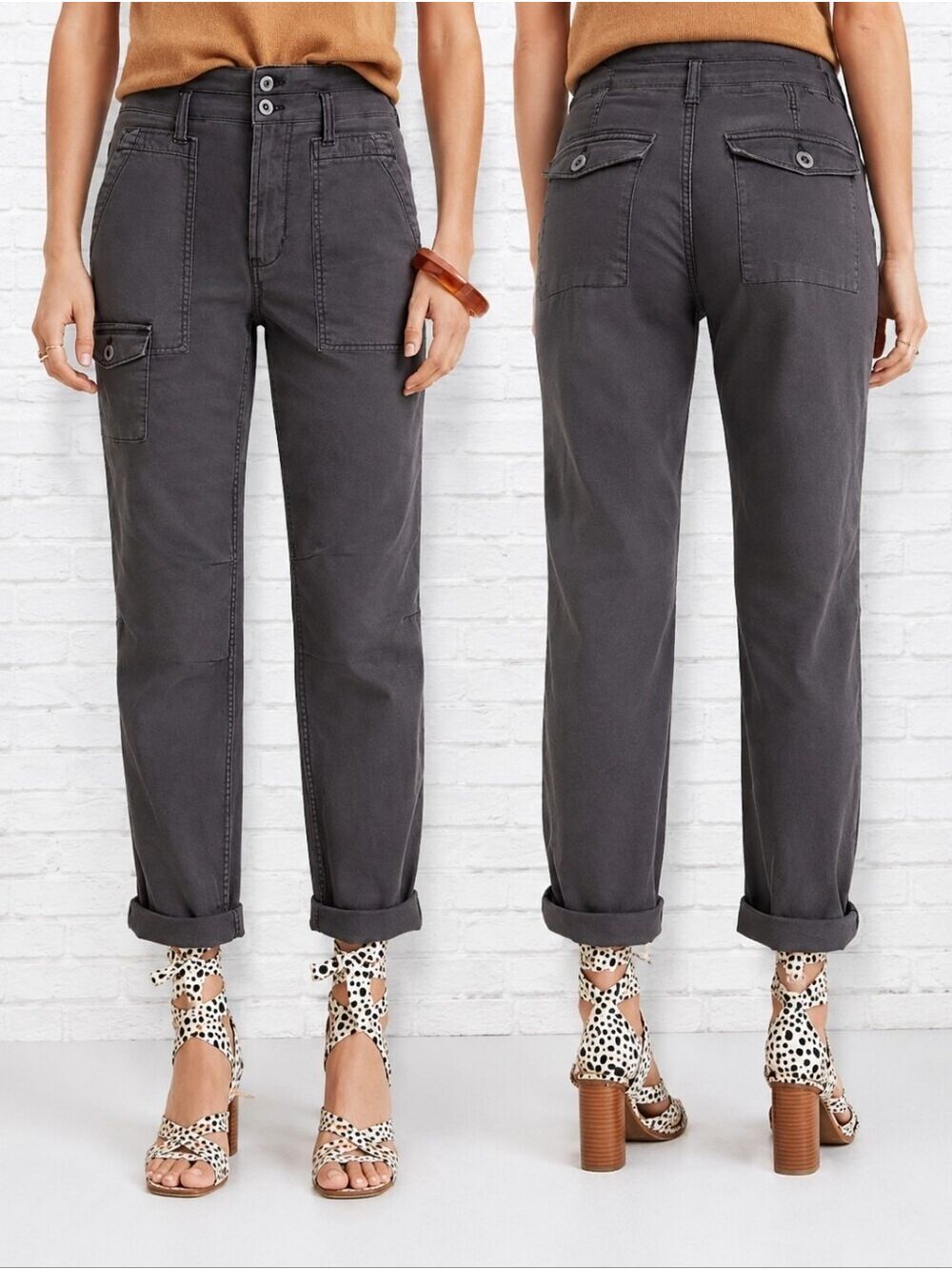 By Anthropologie Wanderer Grey High-Rise Cargo Pants Size 27